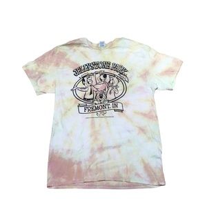 Yogi Bear Jellystone Park Fremont Indiana Yellow Orange Tie Dye Tee Shirt M